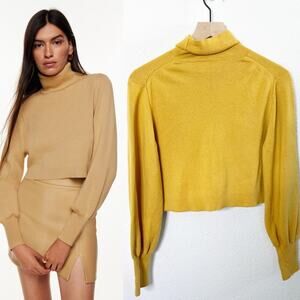 Aritzia Wilfred Wool Marigold Yellow Rebecca Turtleneck Pullover Sweater Size M